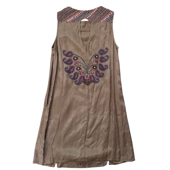 Free People New Romantics Gujakat Goddess Dress Embroidered Beaded Boho in Olive - Picture 3 of 7